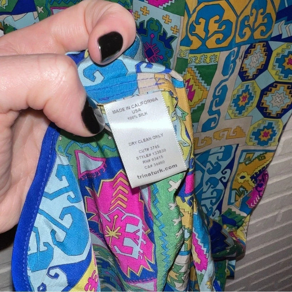 Trina Turk Colorful Patterned Silk Shift Dress, Women’s Size 0 - Picture 6 of 9